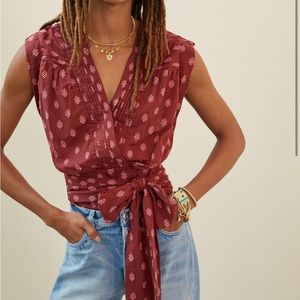 Anthropologie Burgundy Patterned Blouse
